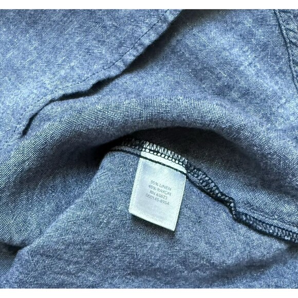 Christopher & Banks Demin Look Linen Blend Blouse Lightweight Sz Large - Picture 4 of 5